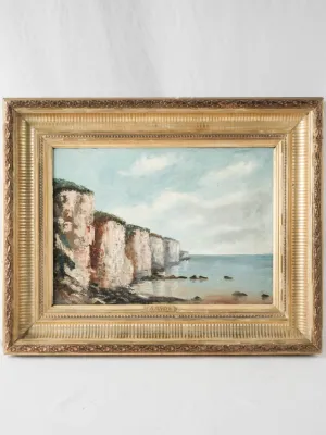 19th Century Coastal Landscape by C.-G. Amyot, Oil on Canvas in Original Gilt Frame - 20½ x 25¼"