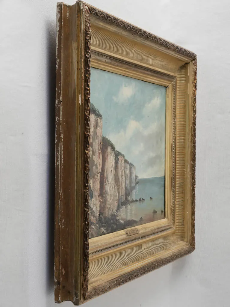 19th Century Coastal Landscape by C.-G. Amyot, Oil on Canvas in Original Gilt Frame - 20½ x 25¼"