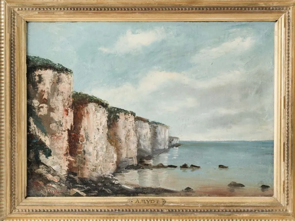 19th Century Coastal Landscape by C.-G. Amyot, Oil on Canvas in Original Gilt Frame - 20½ x 25¼"