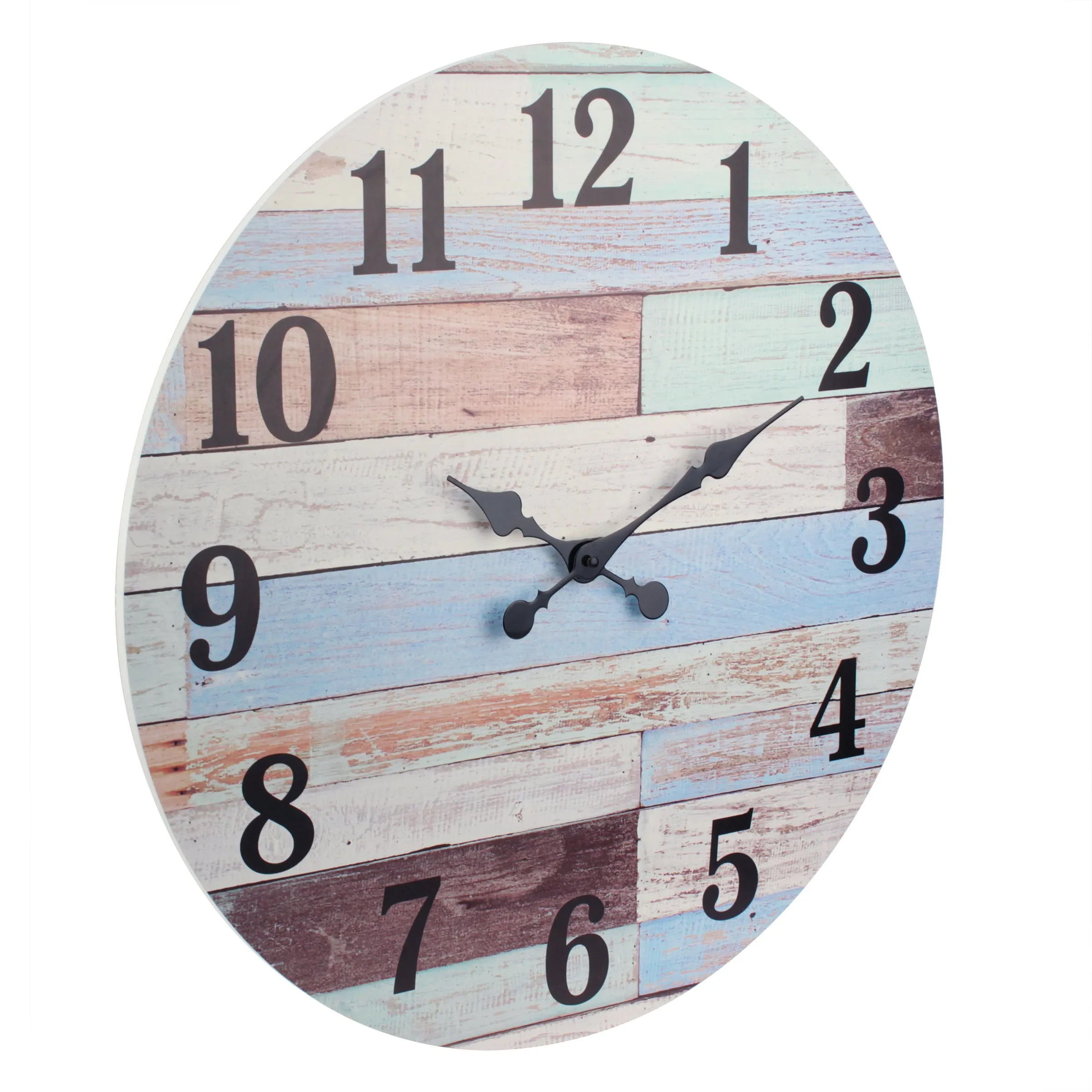 23.6” Coastal Worn Blue and White MDF Wall Clock (WS)