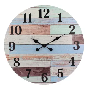 23.6” Coastal Worn Blue and White MDF Wall Clock (WS)