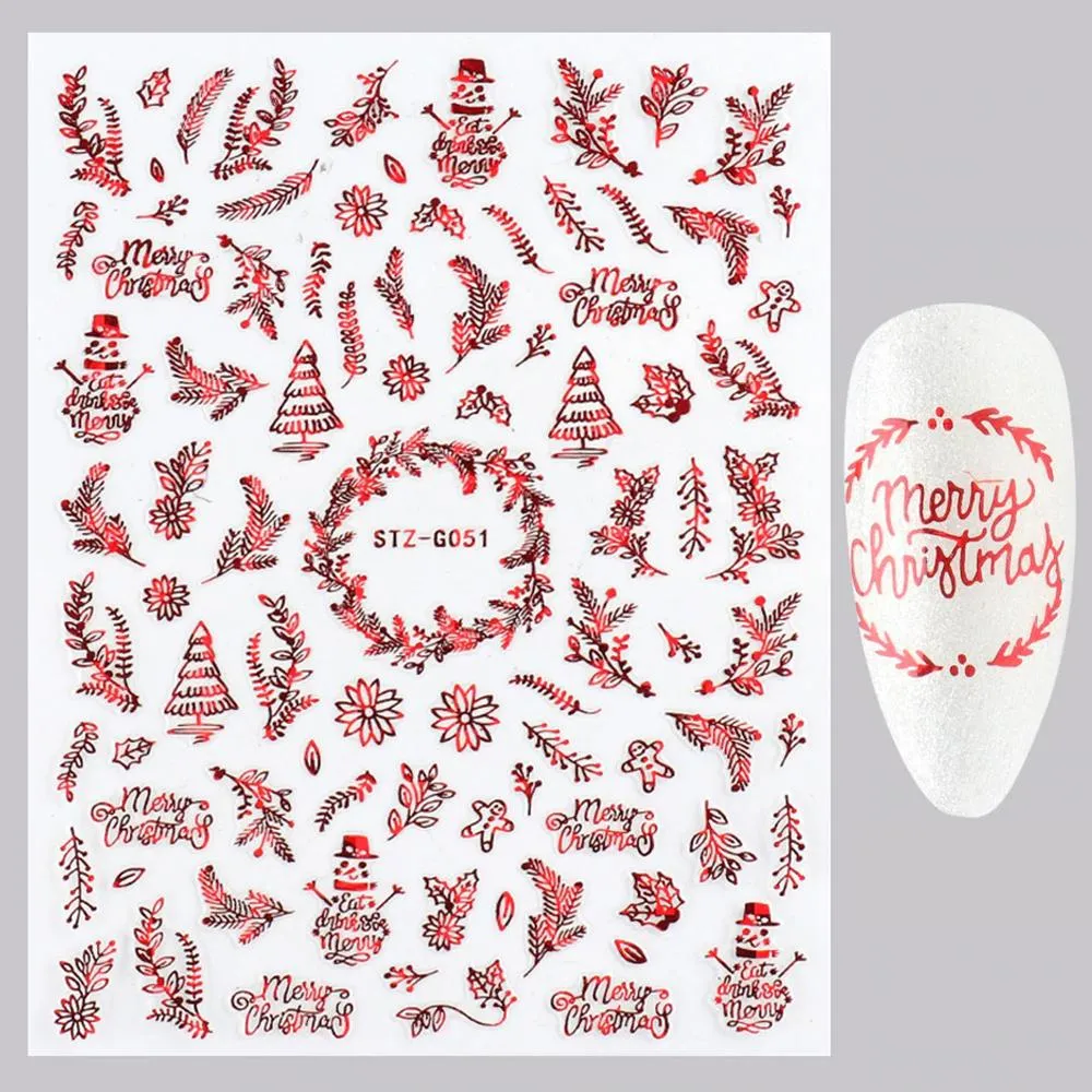 3D Christmas Themed Nail Art Stickers