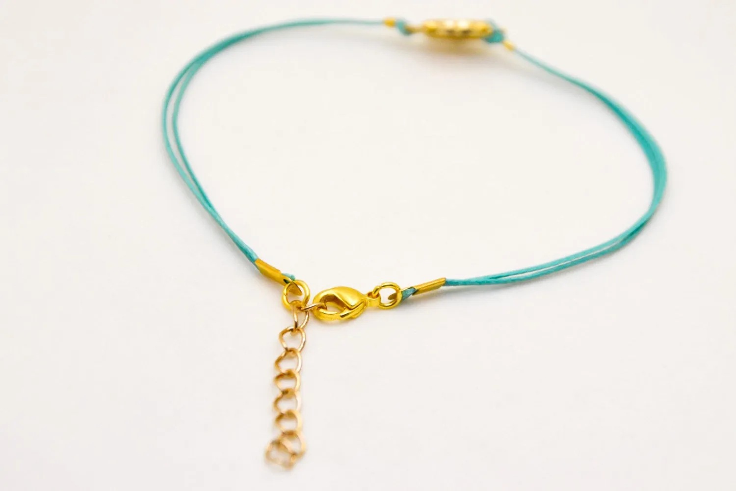 Ankle bracelet with 14k gold plated ship wheel charm, turquoise anklet, Mothers day gift, preppy jewelry