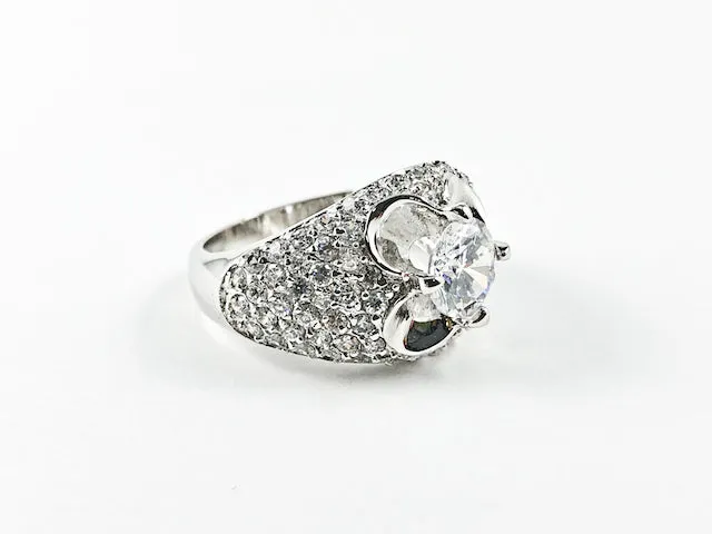 Beautiful Micro CZ With Center Flower Frame & CZ Brass Ring