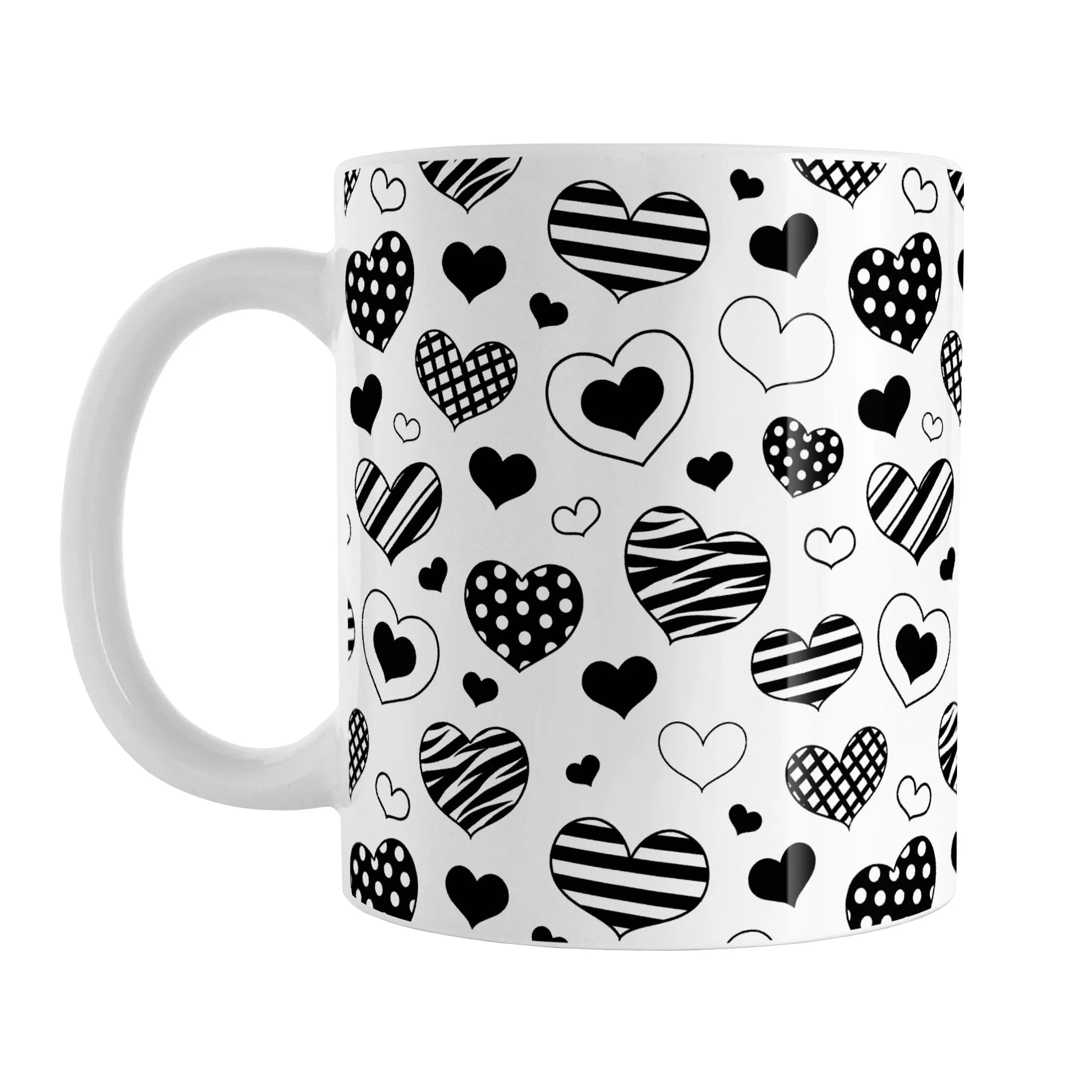 Black Heart Doodles Mug