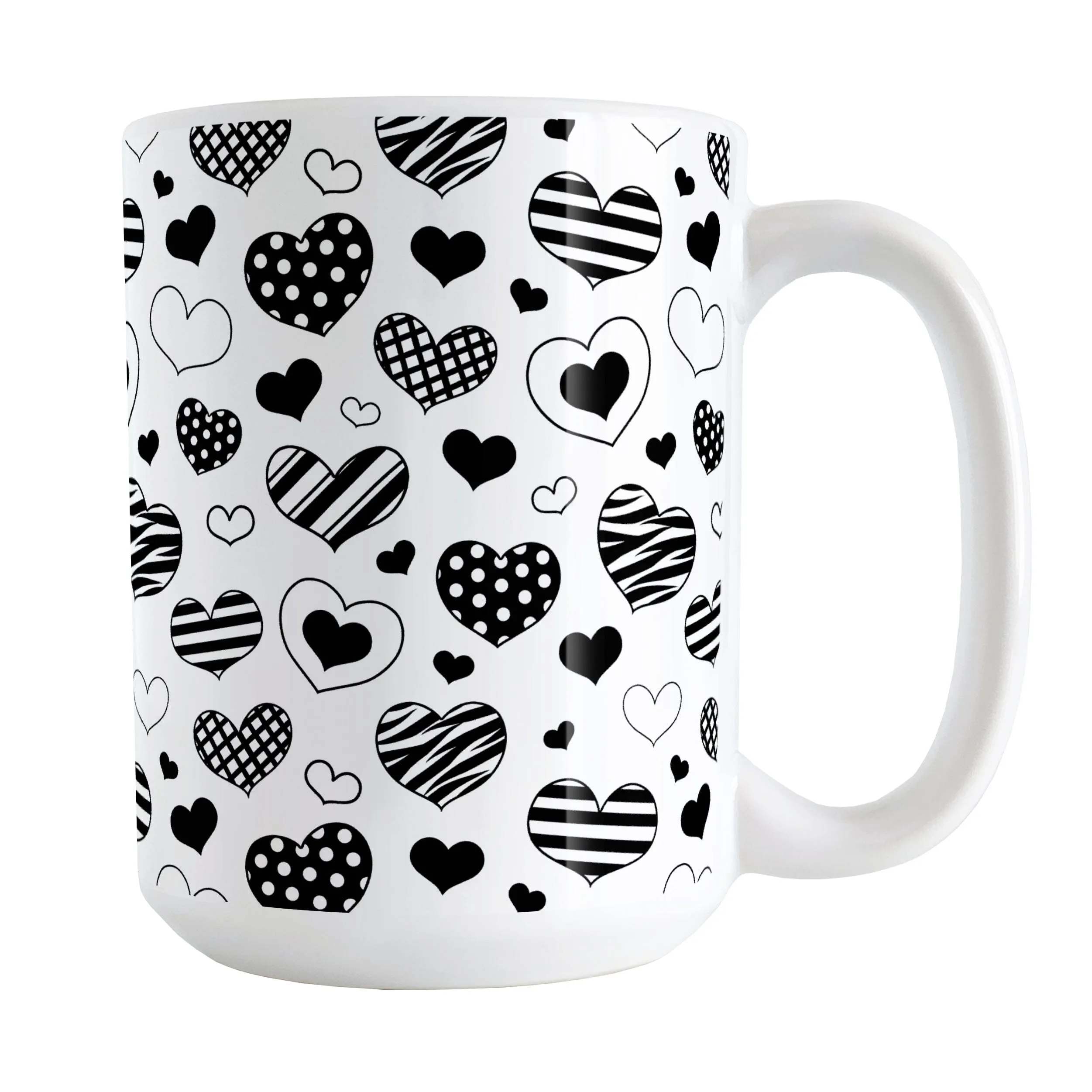 Black Heart Doodles Mug