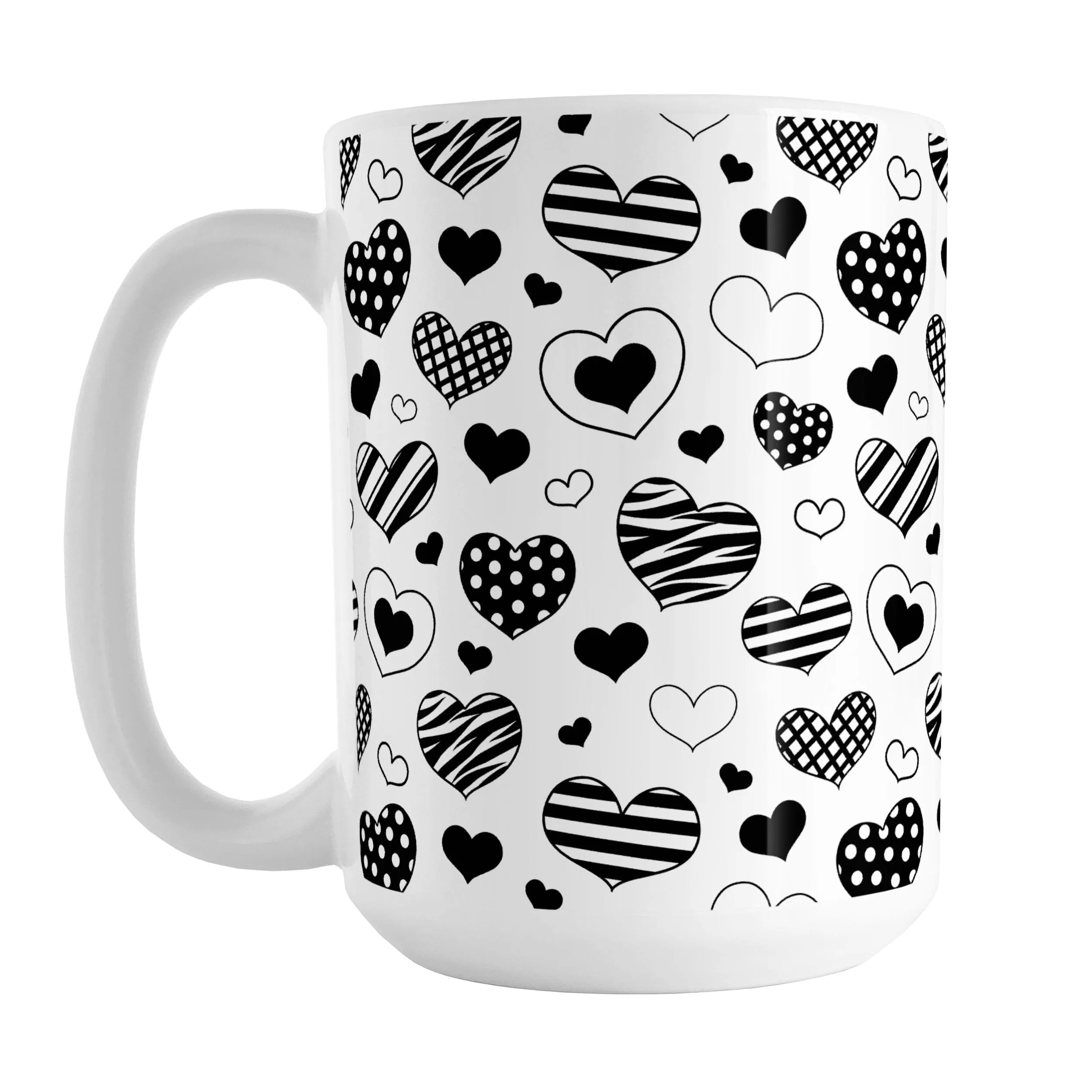 Black Heart Doodles Mug