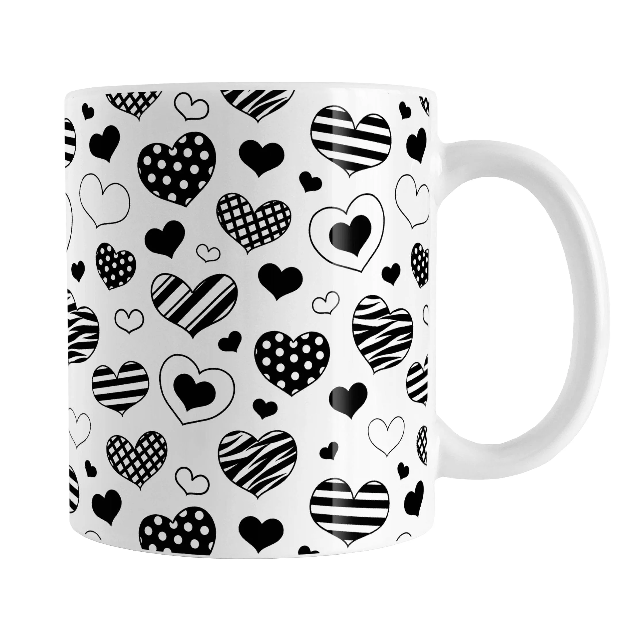 Black Heart Doodles Mug