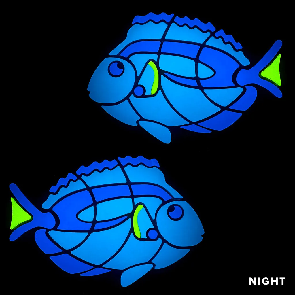 Blue Tang, Left and Right - Glow in the Dark Pool Mosaics