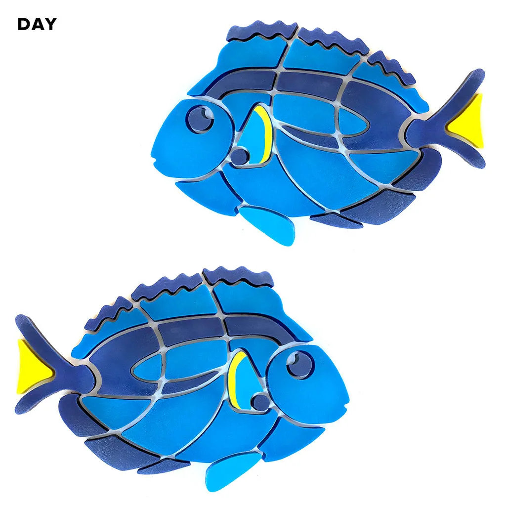 Blue Tang, Left and Right - Glow in the Dark Pool Mosaics