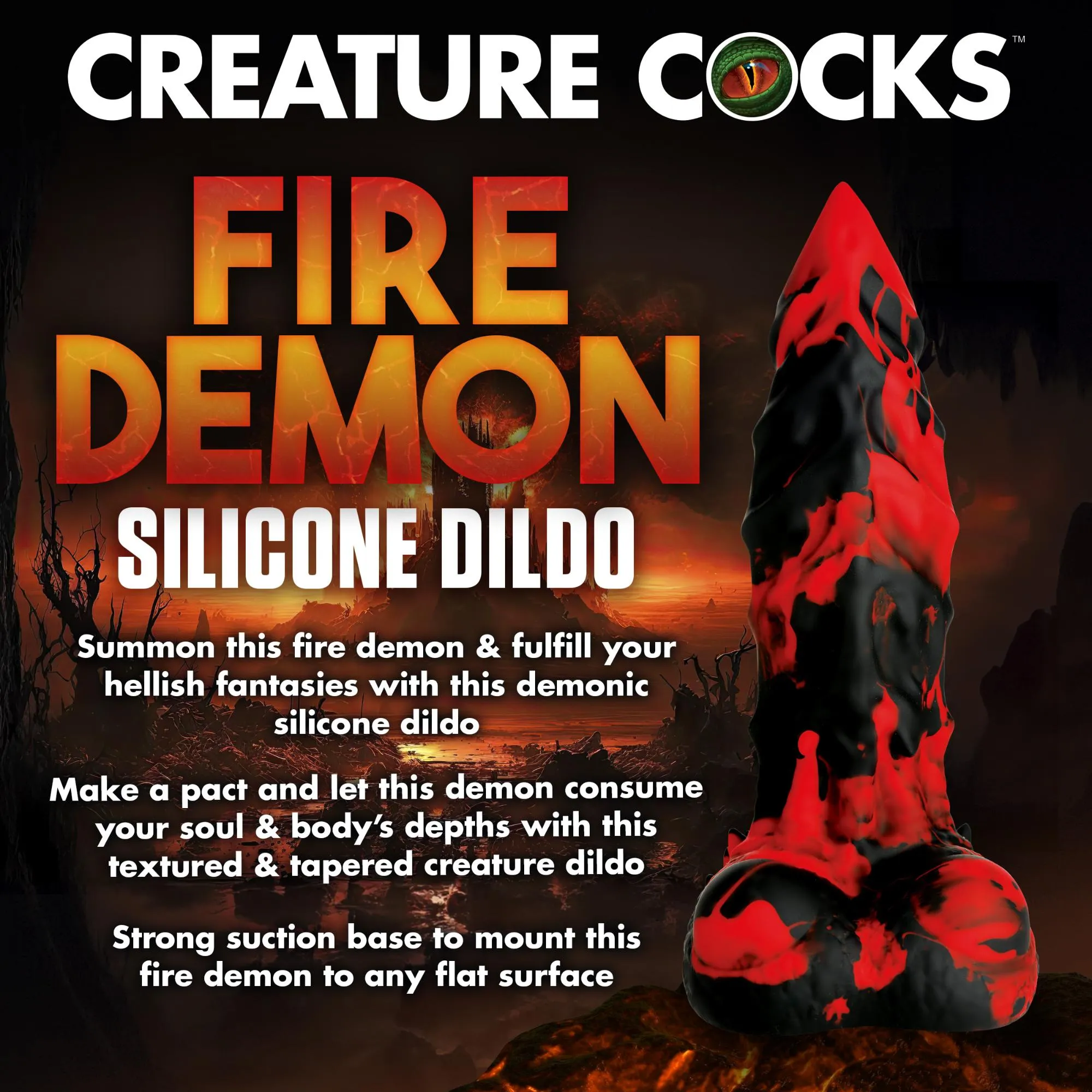 Creature Cocks Fire Demon Monster Silicone Dildo