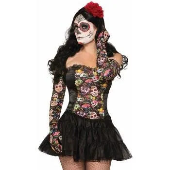 Day Of The Dead - Ruched Gloves