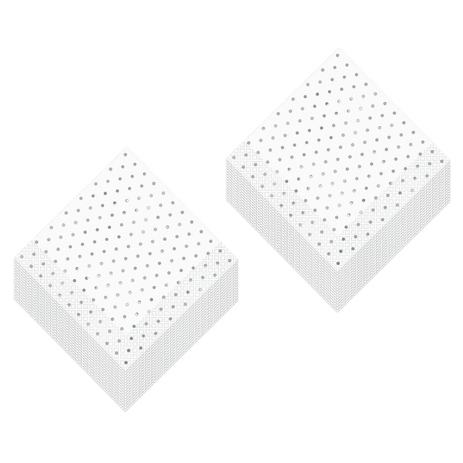 Disposable Metallic Silver Dot Paper Dinner Napkins (Pack of 32)