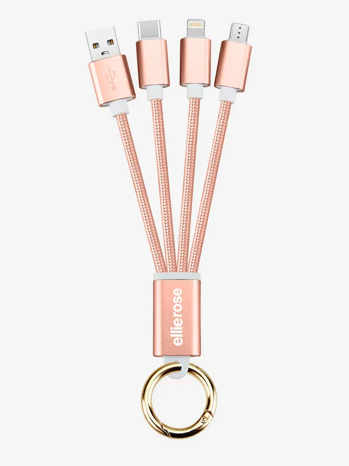 Ellie Rose 3-in-1 Charging Cable Keychain - Rose Gold