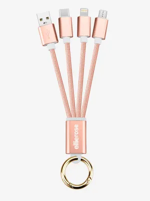 Ellie Rose 3-in-1 Charging Cable Keychain - Rose Gold