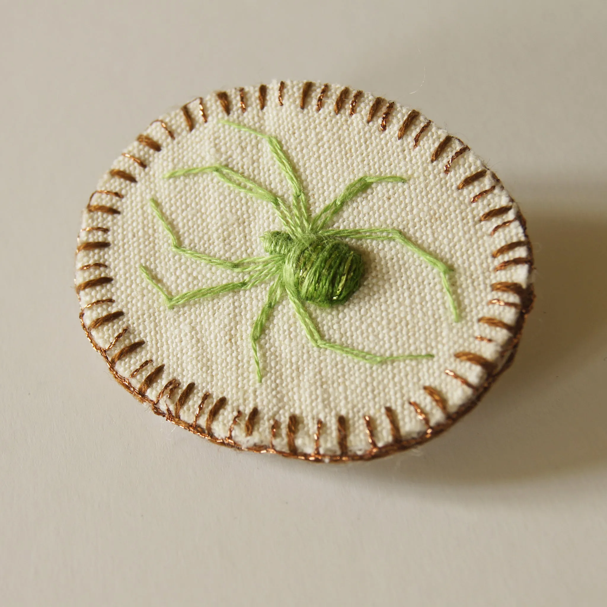 Embroidered Spider Brooch Pin Arachnophile Jewelry