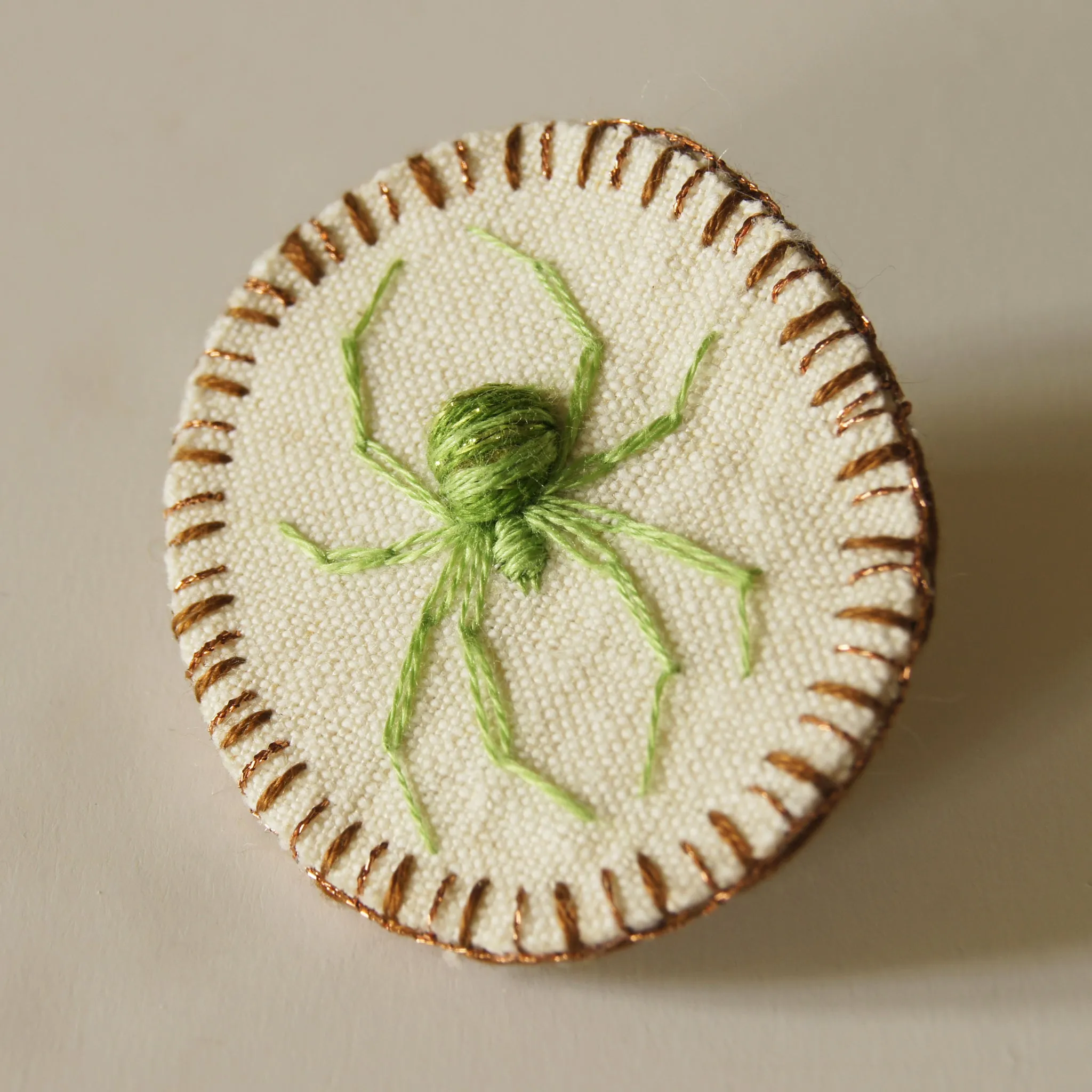 Embroidered Spider Brooch Pin Arachnophile Jewelry