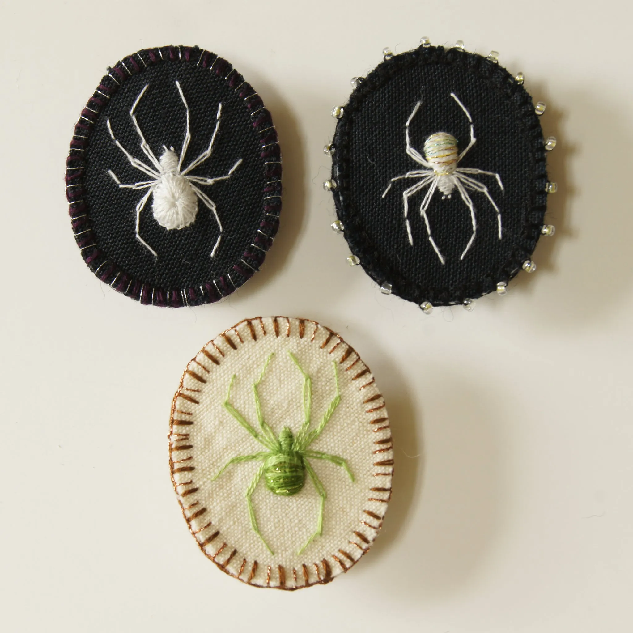 Embroidered Spider Brooch Pin Arachnophile Jewelry