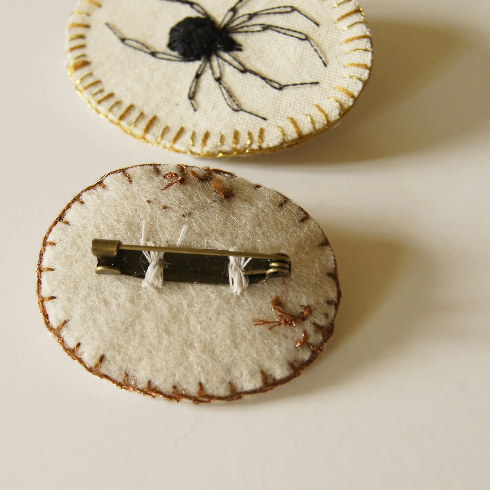 Embroidered Spider Brooch Pin Arachnophile Jewelry