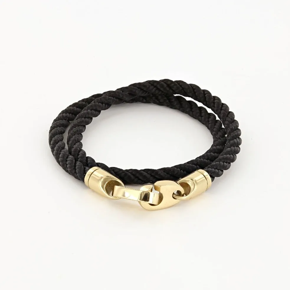 Endeavour Double Wrap Rope Bracelet with Polished Brass Brummels