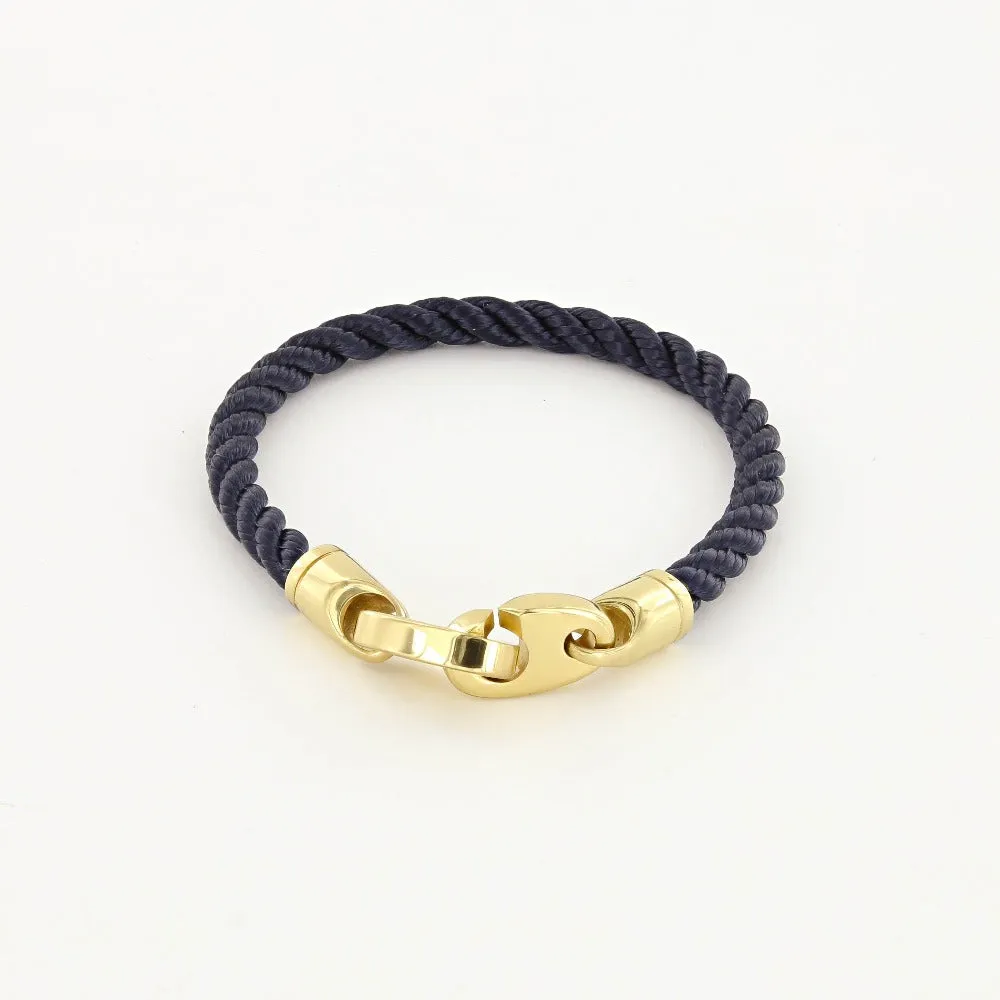 Endeavour Single Wrap Rope Bracelet with Polished Brass Brummels