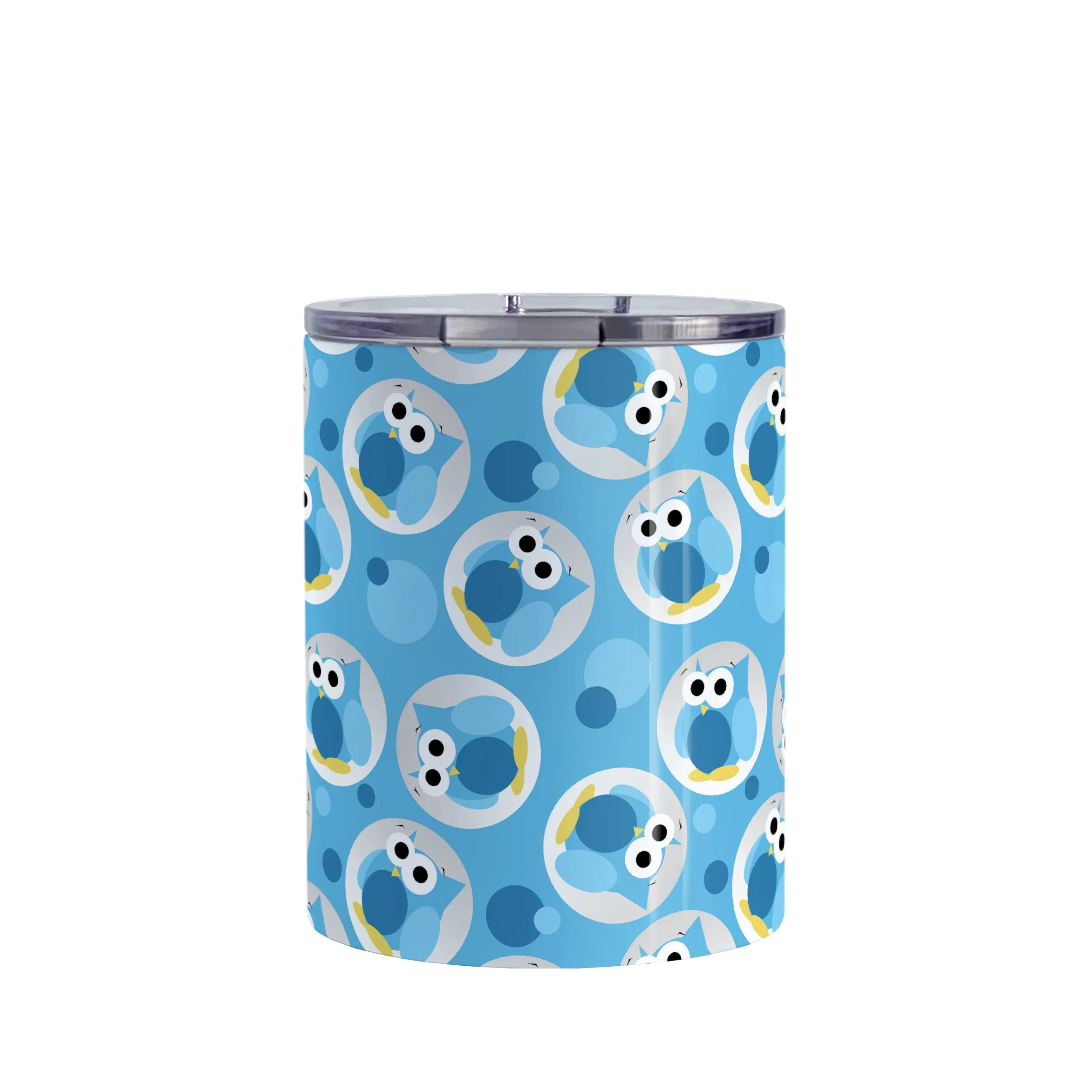 Funny Cute Blue Owl Pattern Tumbler Cup