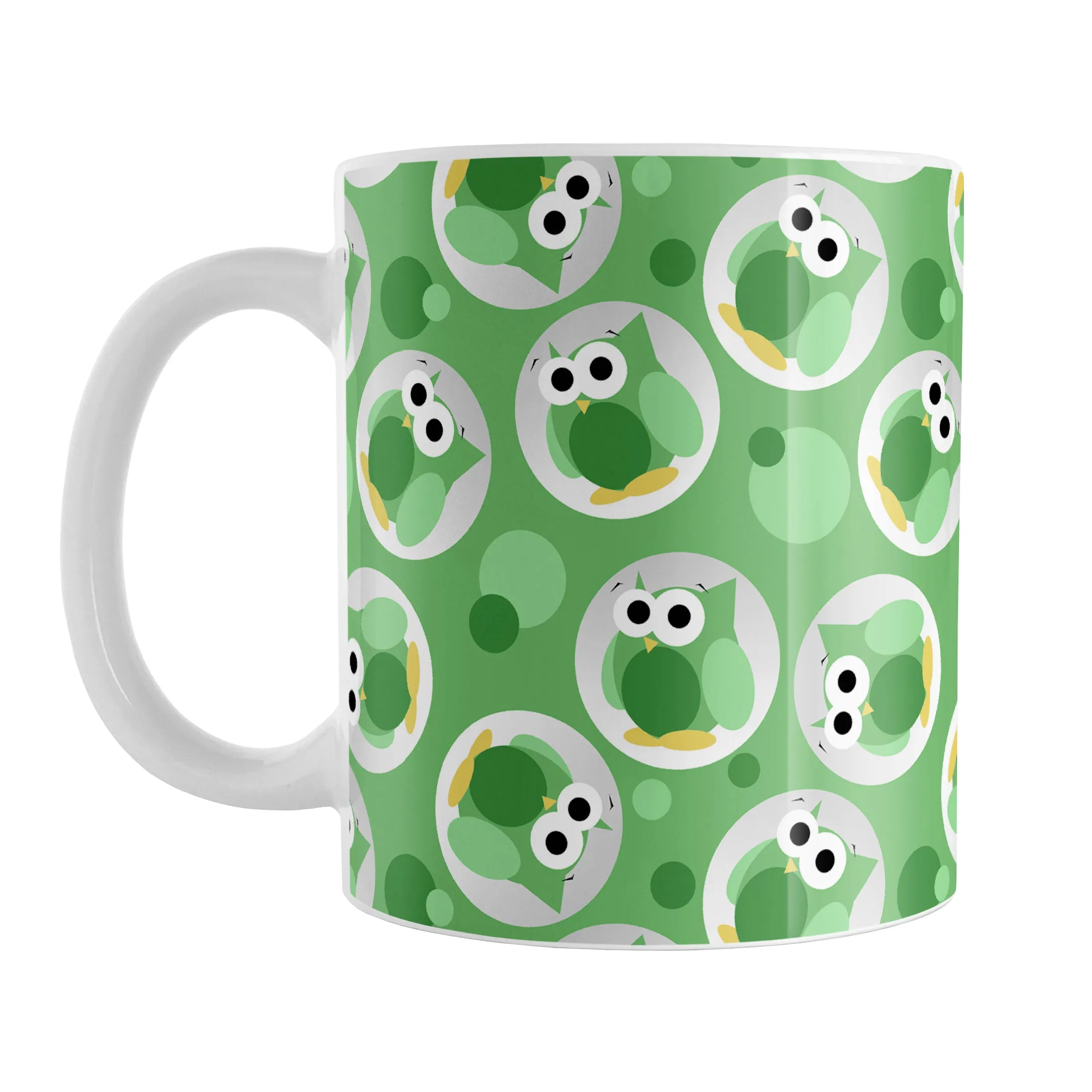 Funny Cute Green Owl Pattern Mug