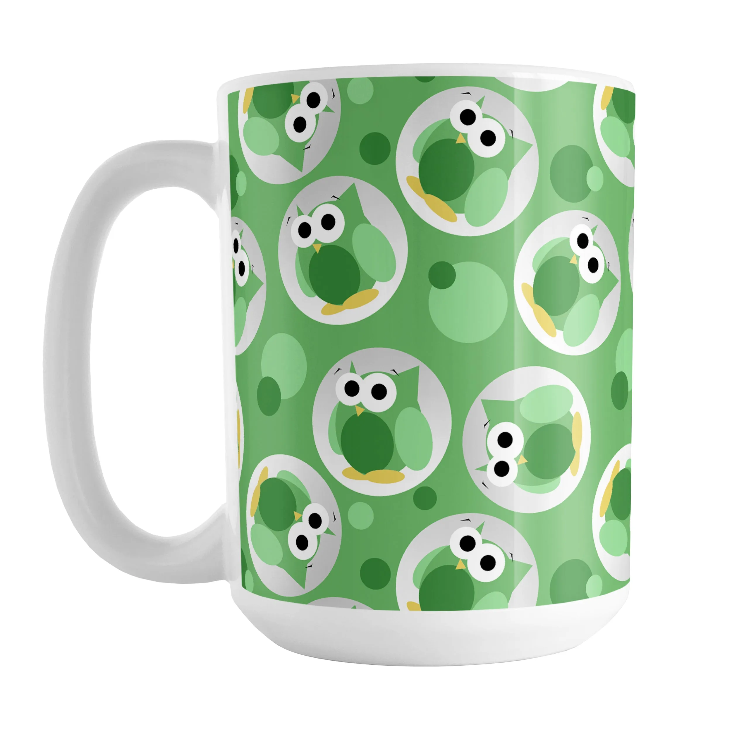 Funny Cute Green Owl Pattern Mug