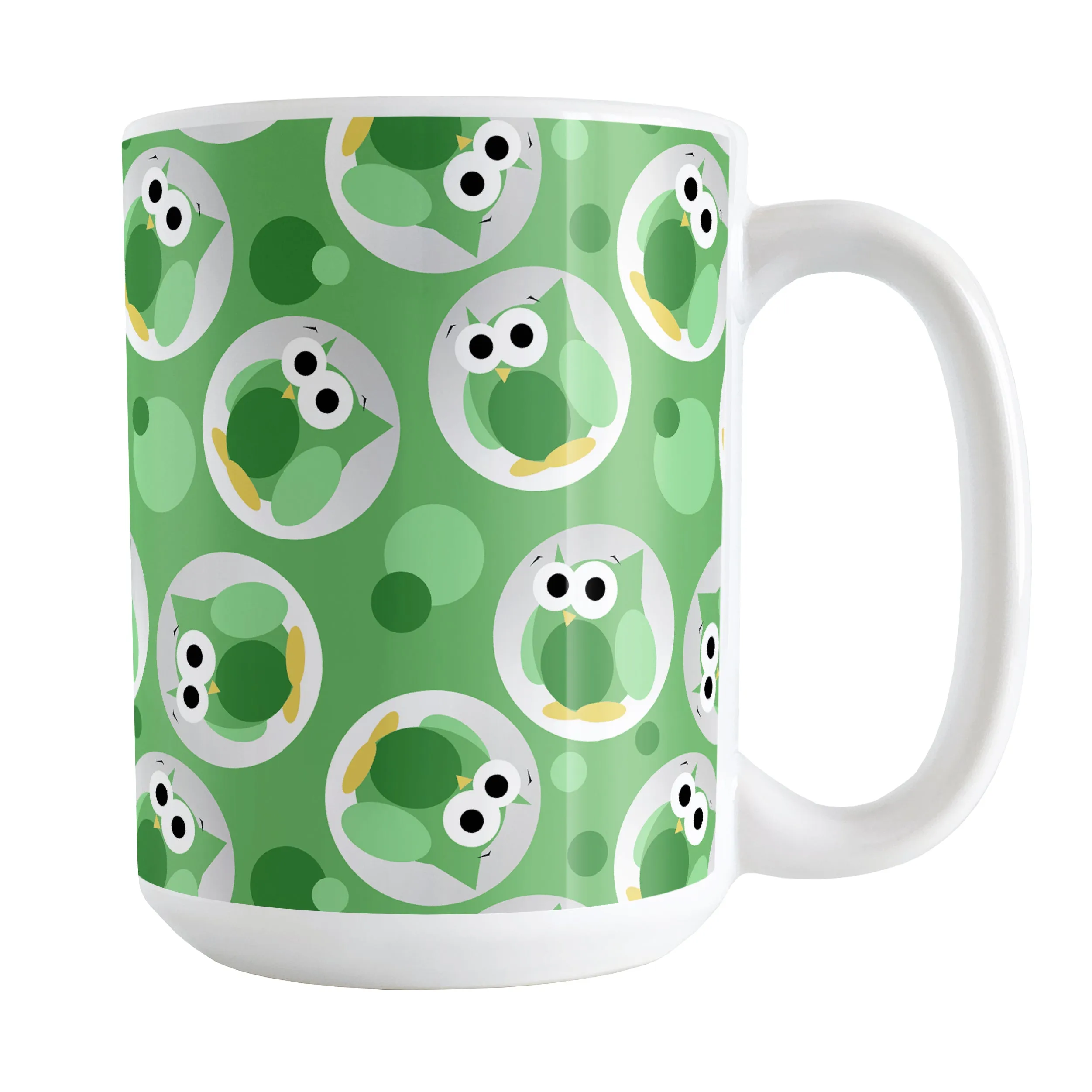 Funny Cute Green Owl Pattern Mug