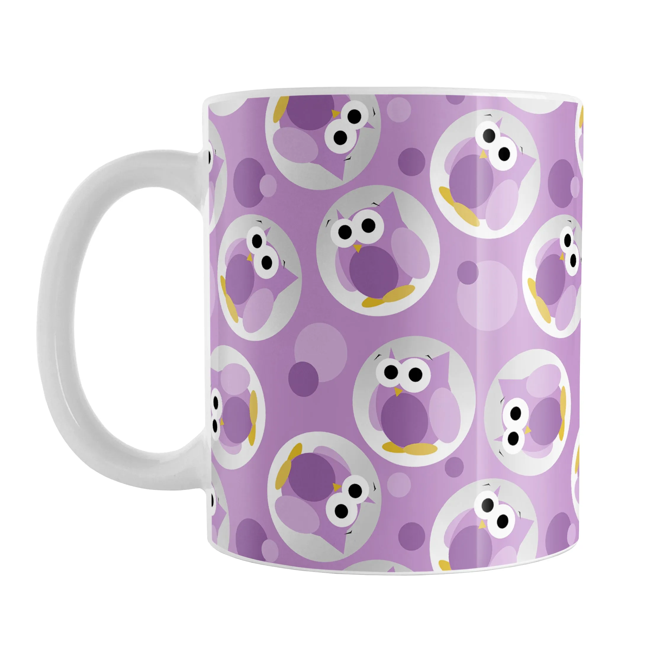 Funny Cute Purple Owl Pattern Mug