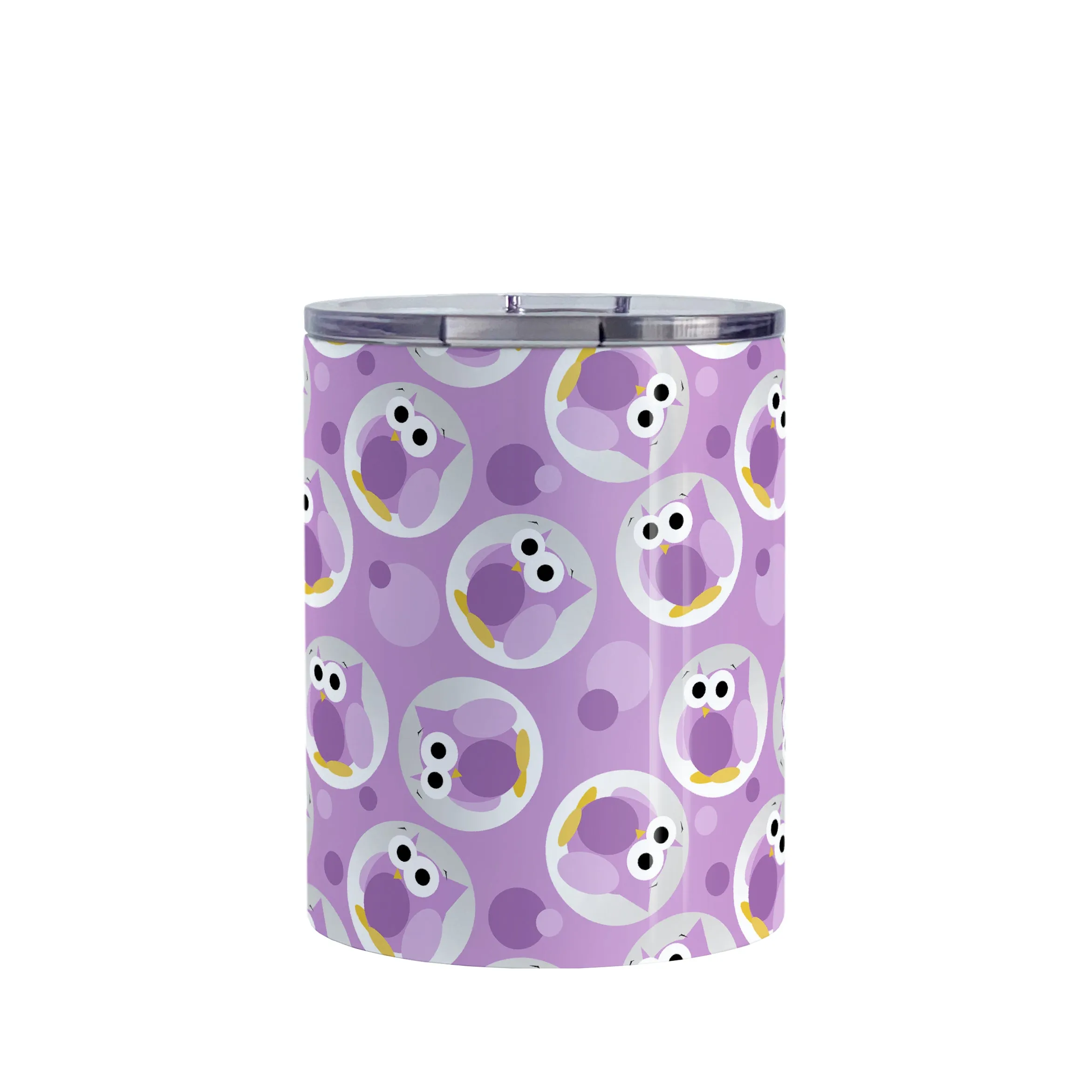 Funny Cute Purple Owl Pattern Tumbler Cup