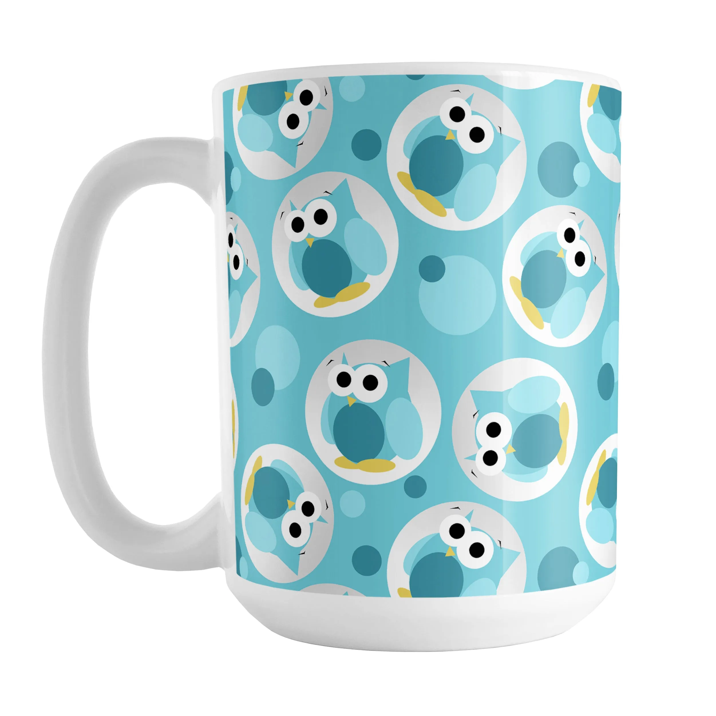 Funny Cute Turquoise Owl Pattern Mug