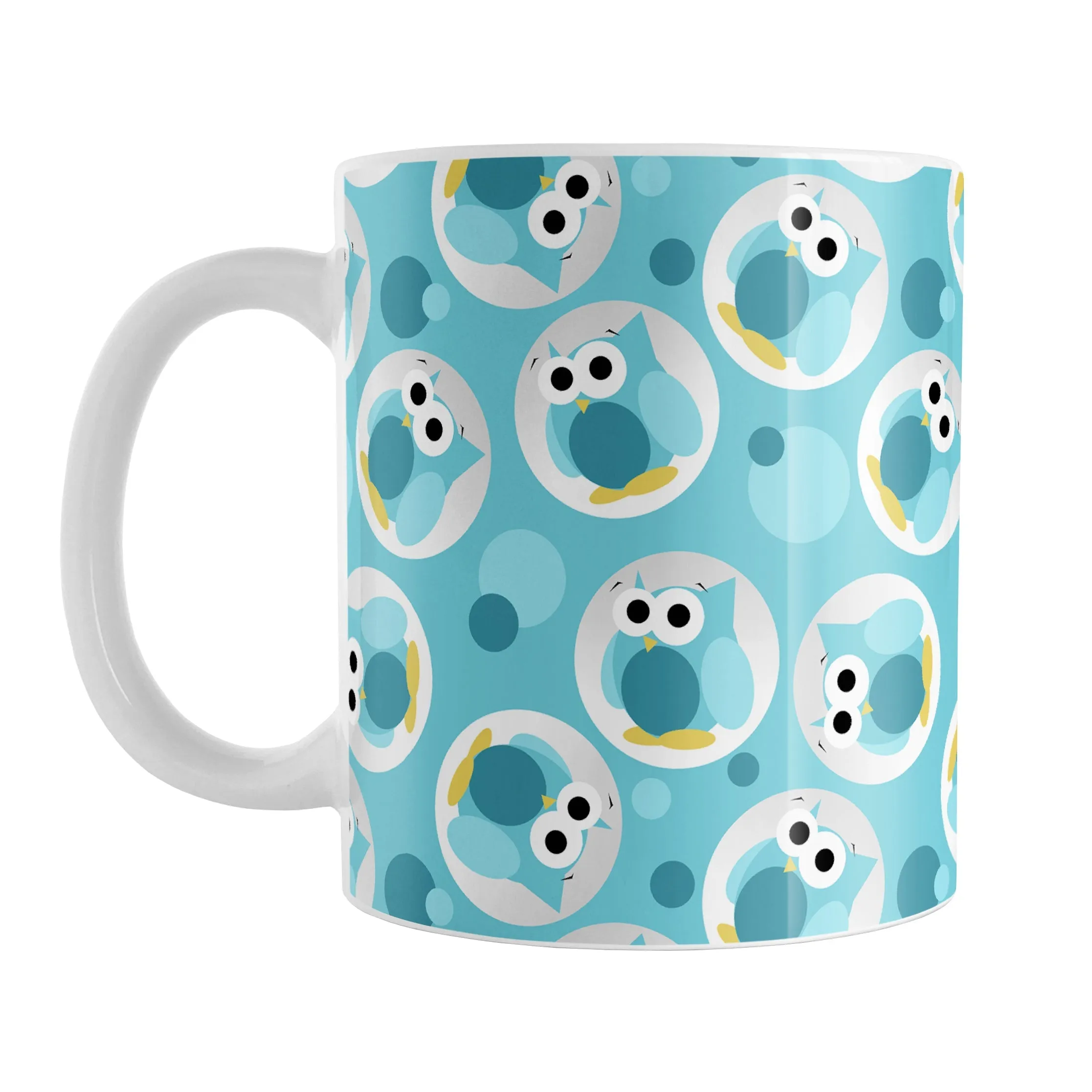 Funny Cute Turquoise Owl Pattern Mug