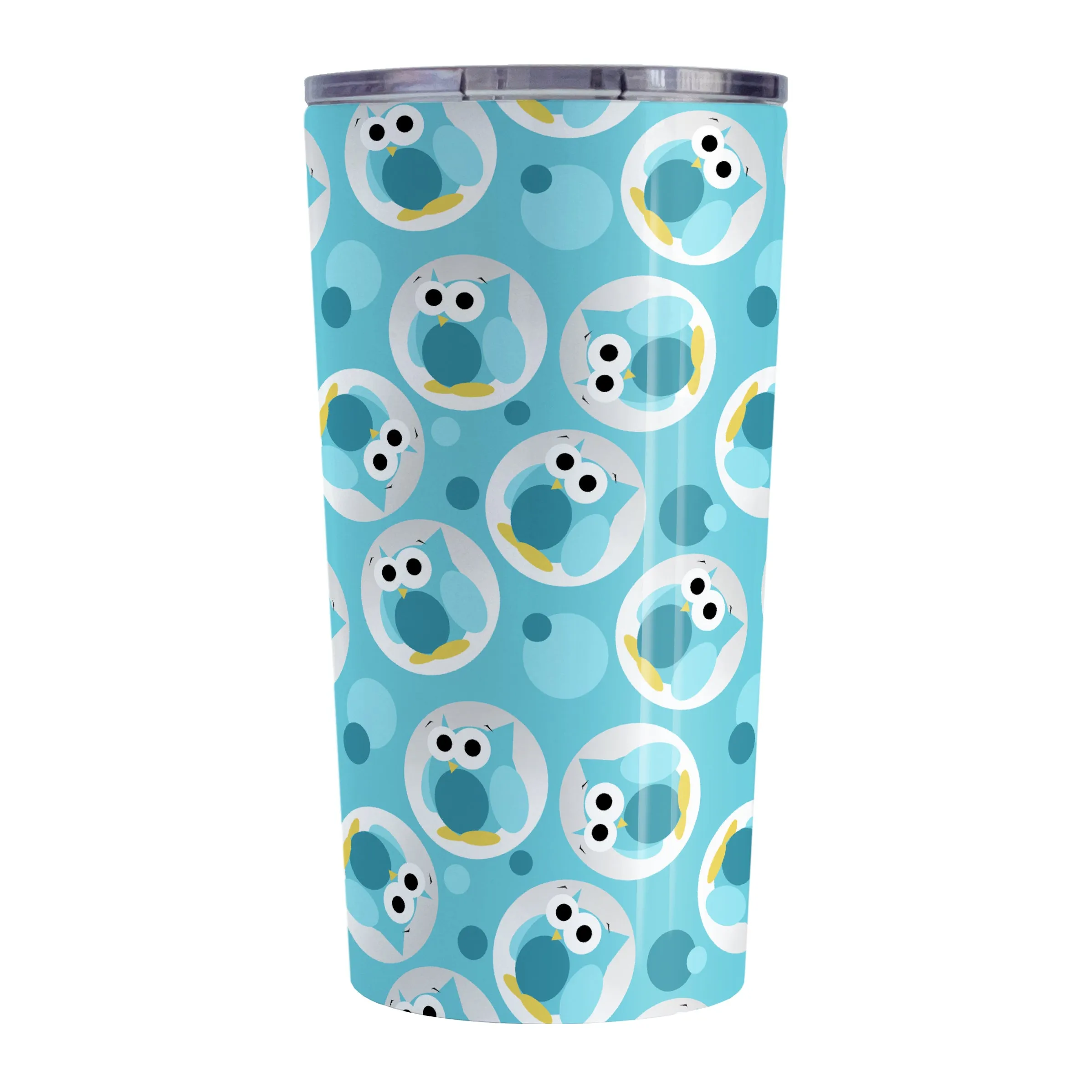 Funny Cute Turquoise Owl Pattern Tumbler Cup