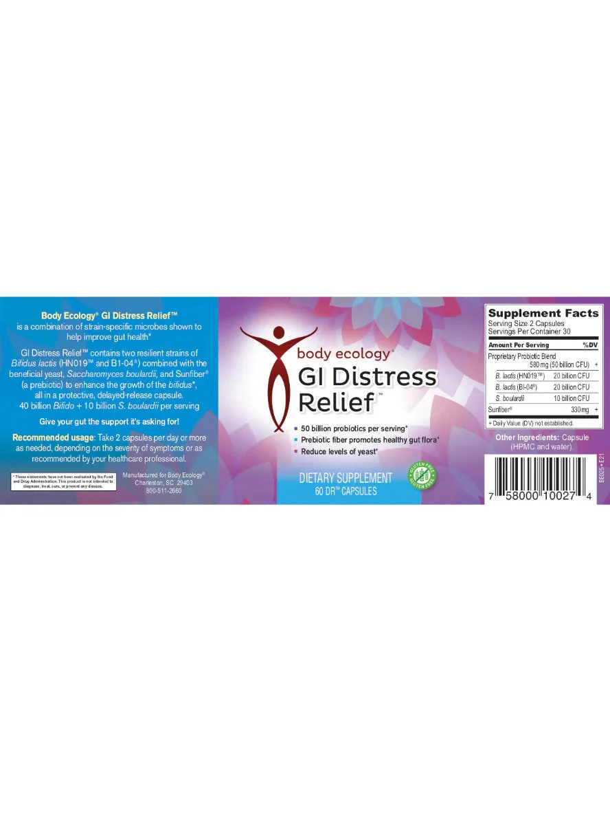 GI Distress Relief Probiotic, 60 Caps, Body Ecology