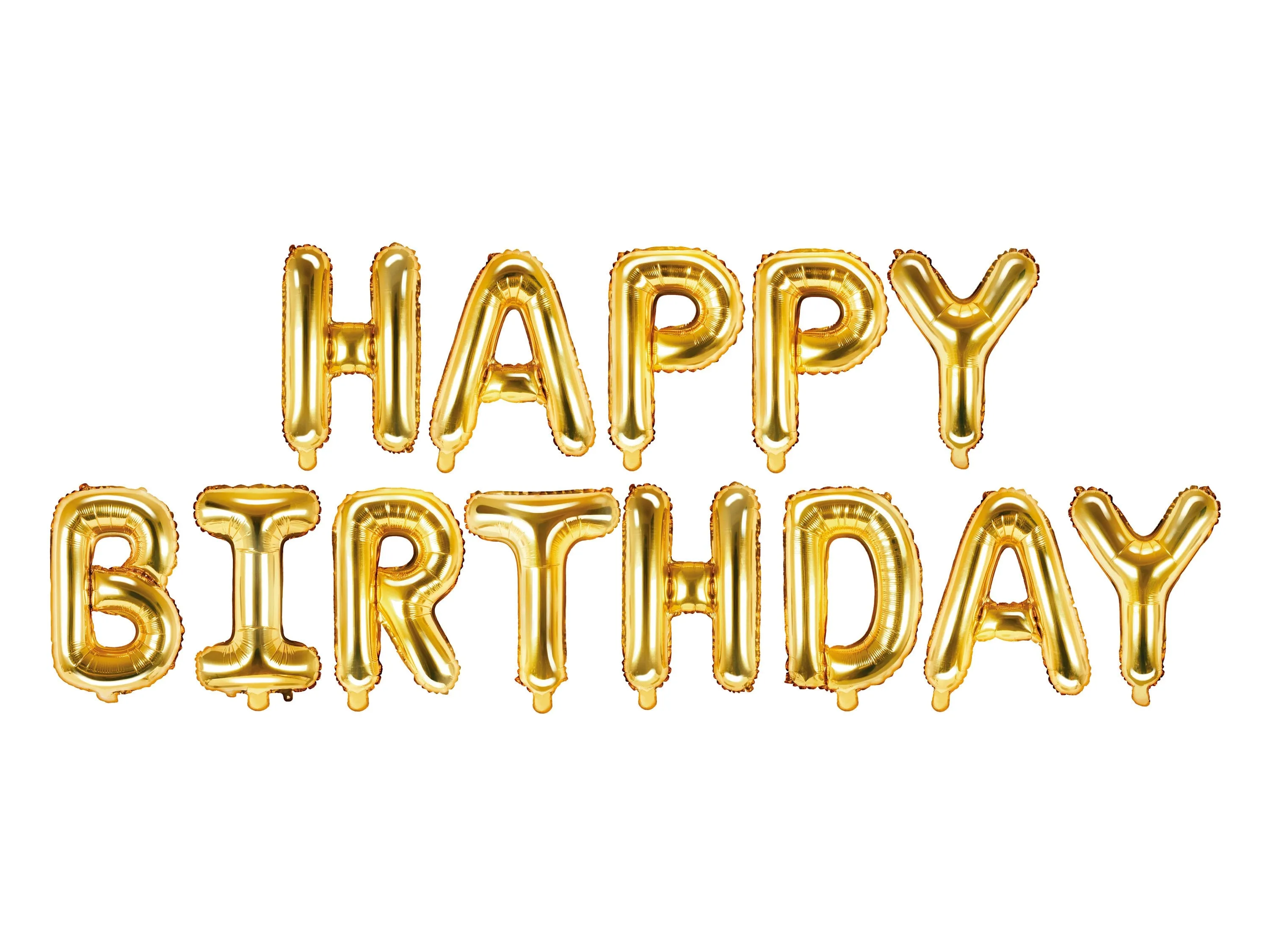 Gold Happy Birthday Balloon Letters with 14" Balloons, Birthday Ballon Kit Includes 13 Mylar Balloons