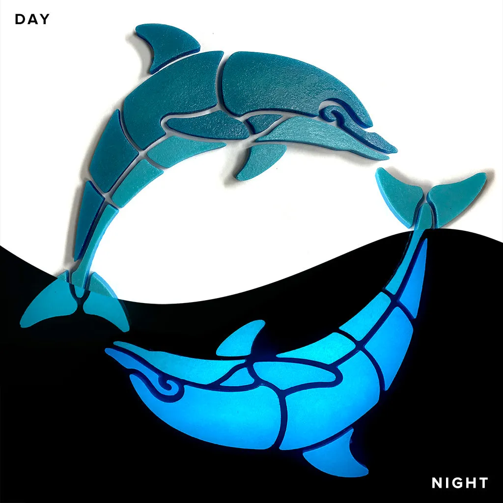 Happy Circle Dolphins, Right - Glow in the Dark Pool Mosaics