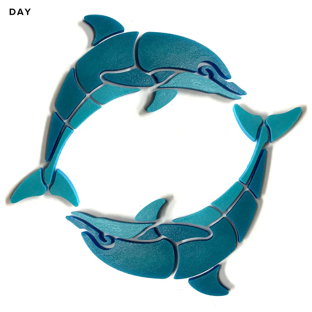 Happy Circle Dolphins, Right - Glow in the Dark Pool Mosaics