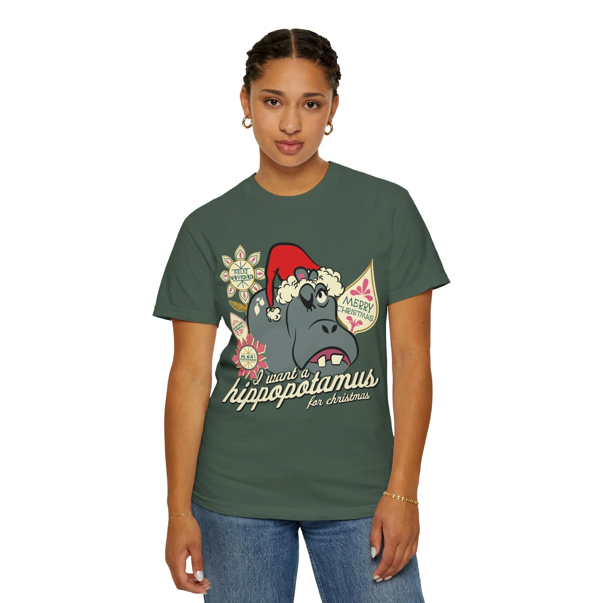 Hippo Christmas Comfort Colors Tee