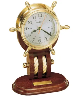 Howard Miller Brittania Tabletop Clock - Nautical Themed - Brass Wheel Frame