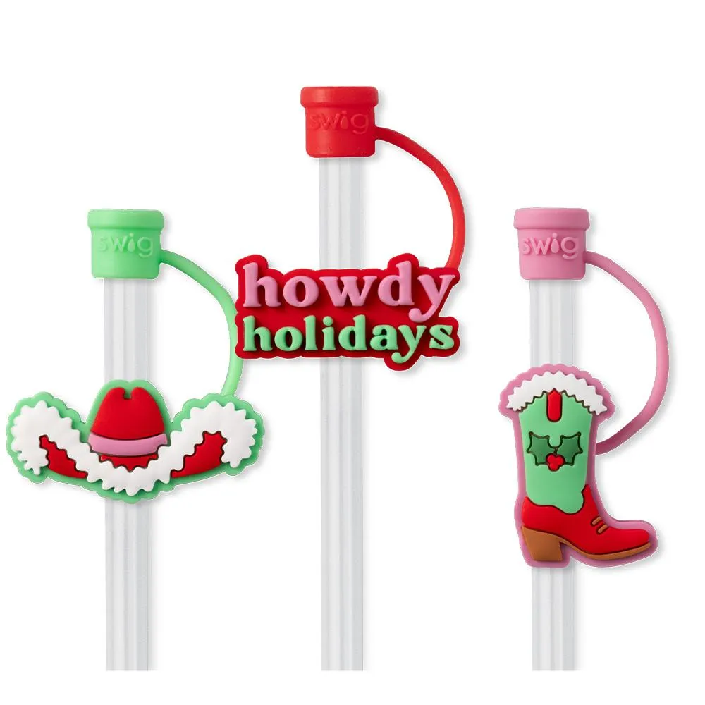 Howdy Holidays Straw Topper Set by Swig