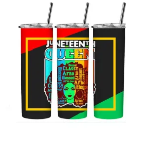 Juneteenth Queen Tumbler Wrap - Sublimation tumbler wraps for 20 oz. Straight Tumbler - Preprinted & Ready To Press