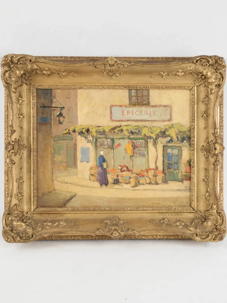 Late 19th-Early 20th Century Provencal Village Streetscape w/ Épicerie - William Ludlow 21¼" x 25½"