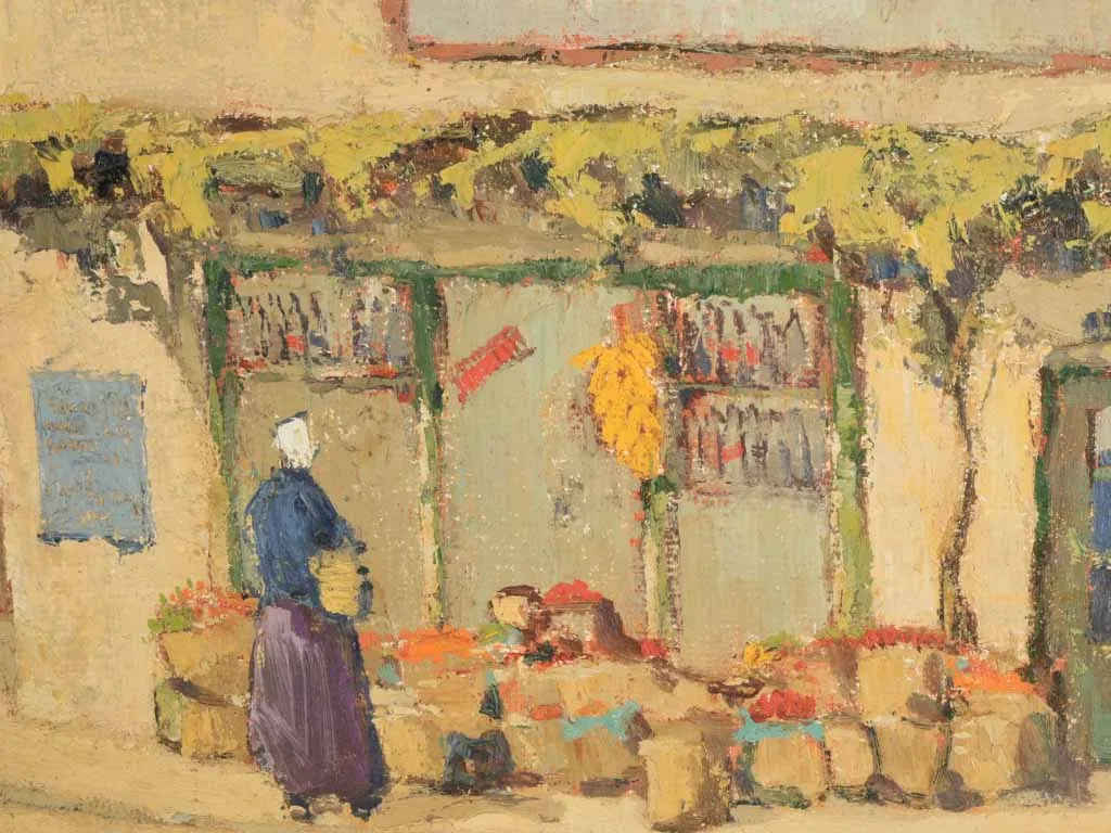 Late 19th-Early 20th Century Provencal Village Streetscape w/ Épicerie - William Ludlow 21¼" x 25½"