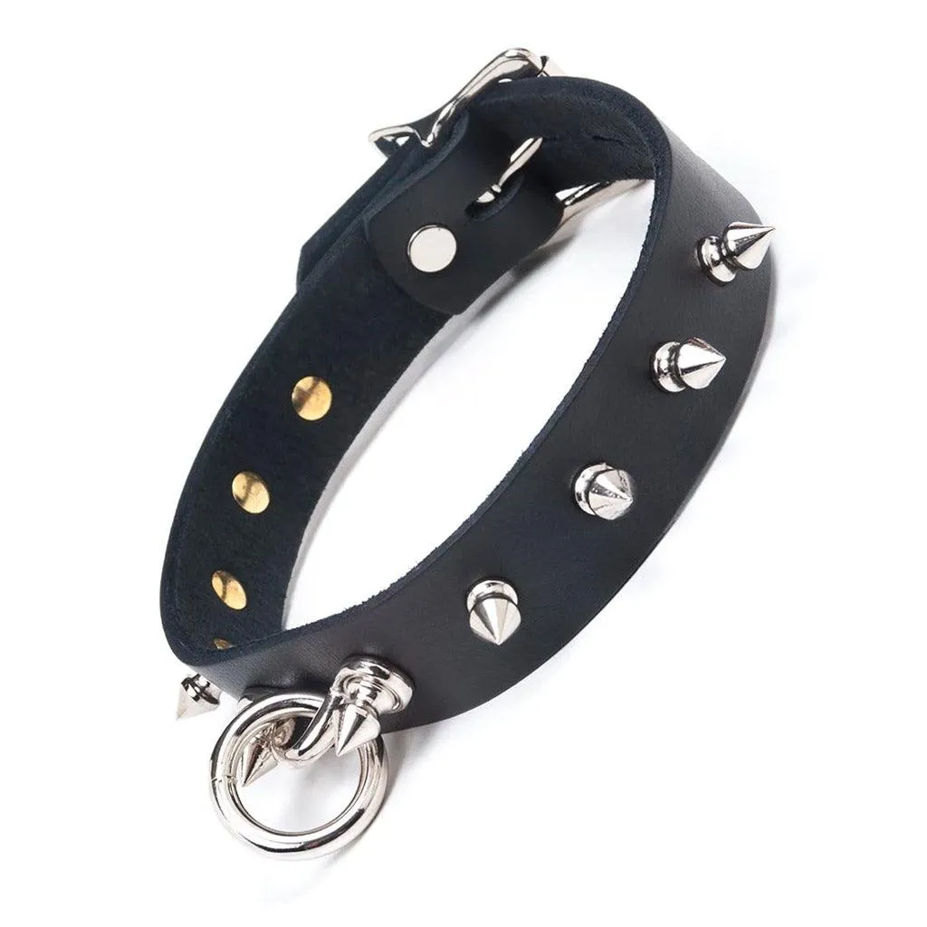 Leather Collar with Spikes