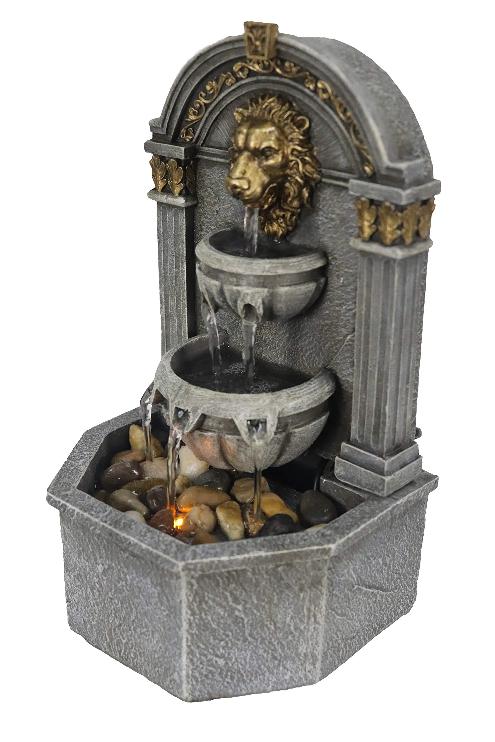 Lion's Head Fountain Relaxation Fountain with Automatic Pumps and LED Lights Fountain for Interior Decoration Indoor Fountain