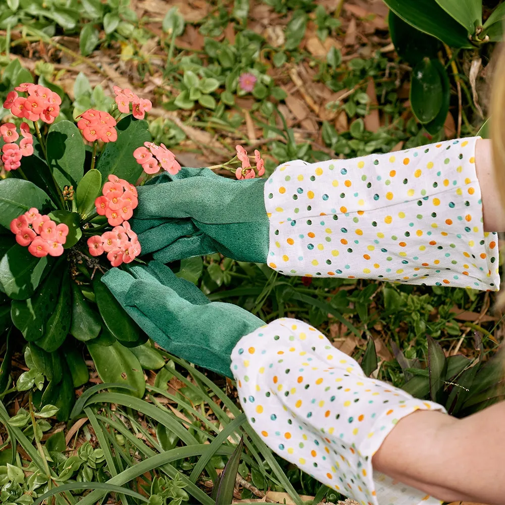 Long Sleeve Garden Gloves  - Cotton -  Bold Blooms