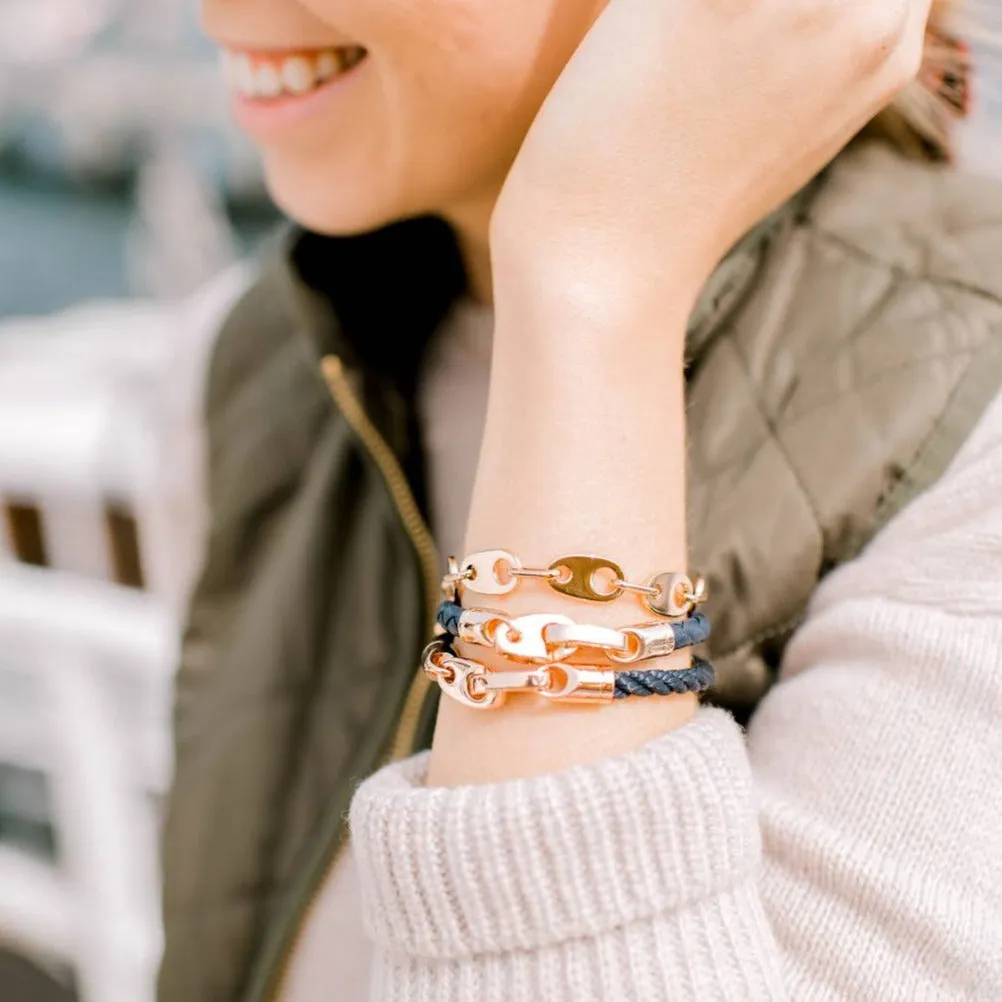 Lure Single Wrap Rope Bracelet with Rose Gold Brummels