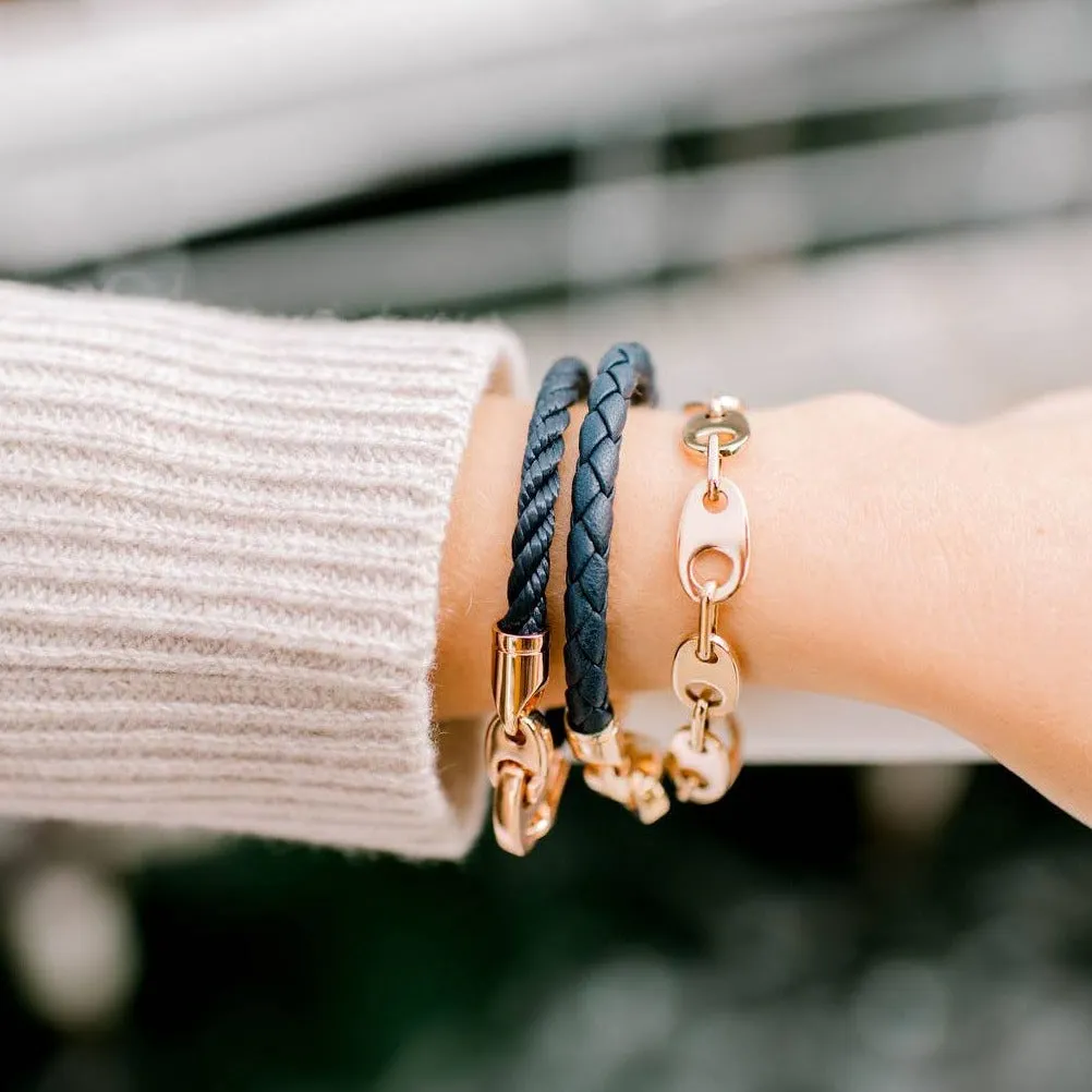 Lure Single Wrap Rope Bracelet with Rose Gold Brummels