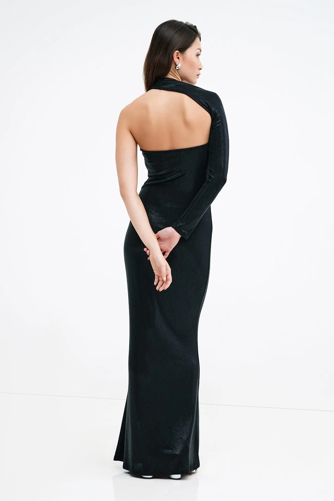 Manhattan Metallic One Shoulder Gown